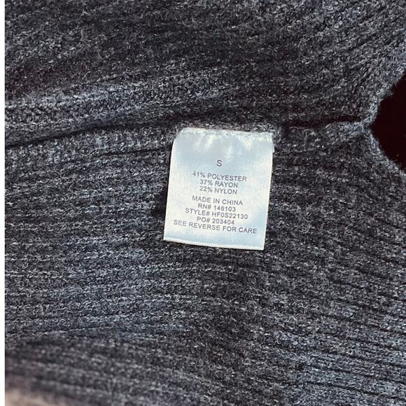 Y2K Cropped Mock Turtleneck Heather Gray Ribbed Sweater Women’s S Winter - Picture 7 of 10